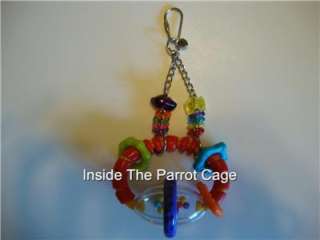 Parrot Bird Toy MED. NOISY SPINNING RATTLE TOY w/ BEADS  