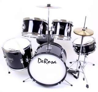 DeRosa 5 Piece 16 Inch Junior Drum Set   Black  