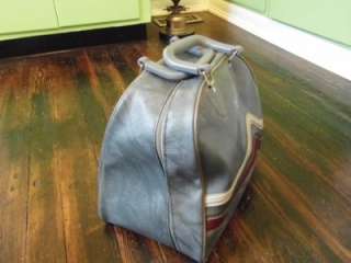 Vintage Brunswick One Ball Bowling Bag with Rack~Charcoal, Grey & Wine 