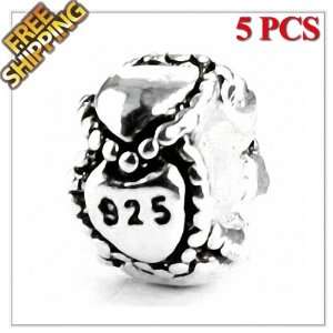  1 Buy  5PCS Silver Plated Alloy Charm Beads, High Quality 