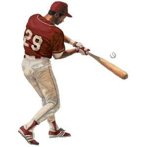  Baseball Player Batter Peel and Stick Wallpaper Mural Red Baseball 