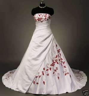Hot White and Red Bride Wedding Dress Bridal Gown On Stock Size 6 8 10 