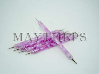 5x Nail Art Dotting Marbleizing Tool Pen Plastic Handle  