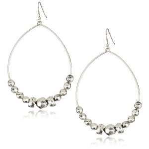  Lucky Brand Beaded Hoops Silver Tone Bead Hoop Earring Jewelry