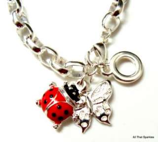 Lady Bug Ladybug Butterfly Girls Belcher Charm Bracelet  