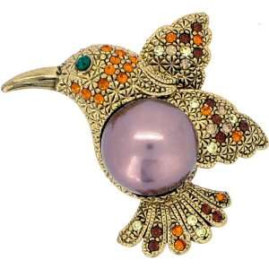    Topaz Hummingbird Swarovski Crystal Bird Pin Brooch Jewelry
