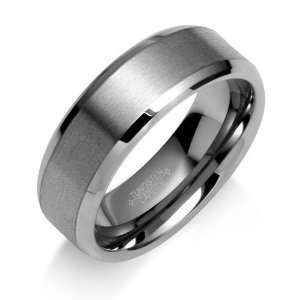 Bling Jewelry Brushed Matte Center Unisex Tungsten Carbide Ring Bling 