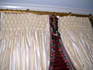 PAIR Smocked Silk Drapes Made w/ your choice of Fabric  