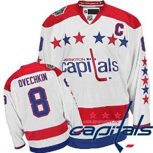 Authentic NHL Jerseys #8 Alexander Ovechkin Hockey Third White Jersey 