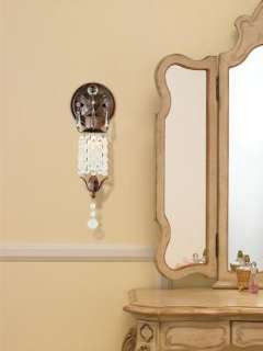 NEW 14H COLUMN CRYSTALS WITH BRONZE FRAME WALL SCONCE  