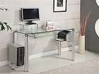 clear glass chrome modern computer desk with keyboard tray free