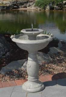 New Country Gardens 2 Tier Solar Fountain   Gray Stone  