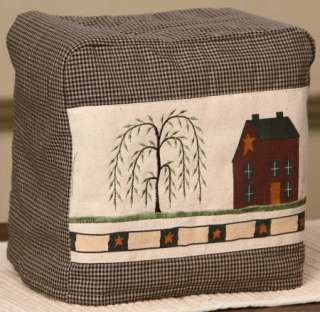   LAUGH LOVE SALTBOX HOUSES 2 SLICE FABRIC TOASTER COVER PRIMITIVE DECOR