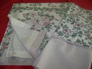 RARE GLYNDA TURLEY DESIGNS FLORAL AND STRIPE CURTAIN & VALANCE SET OF 