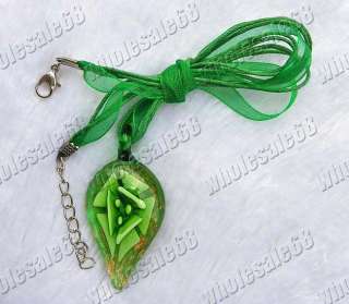 JEWELRY lots 20s flower in glass leaf pendants necklace  