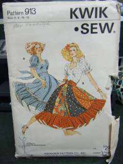 Kwik Sew #913 Square Dance Dress Pattern Sz 6/8/10  