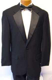 Black Versini Notch Wool Tuxedo Jacket w/ Pants 58L  