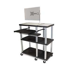 LUXOR Extra Wide Computer Workstations with Keyboard Tray   Black 