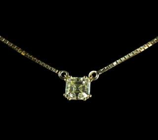   Webb 18k Yellow Gold Emerald Cut Fancy Yellow Diamond Pendant Necklace