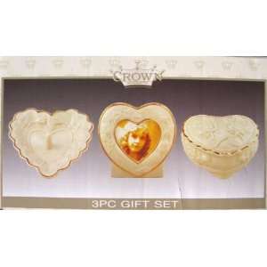  Heart Shaped Ring Holder / Frame / Jewelry Box 3 piece 