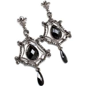  Linear Drop Black Crystal Earrings: Jewelry
