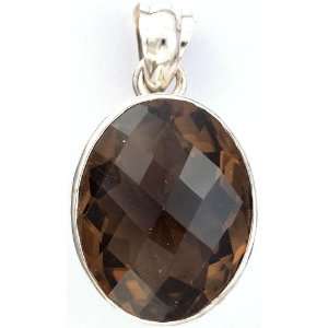    Faceted Smoky Quartz Pendant   Sterling Silver 