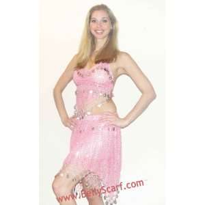  Sequins Light pink Belly dance dress 