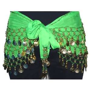 KKmall professional Chiffon Belly Dance Skirt Belt Hip Scarf Wrap with 