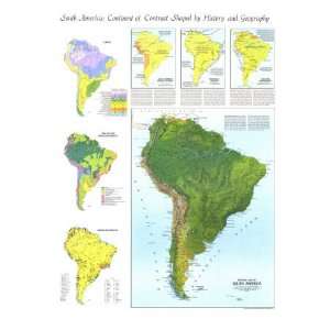  Physical Map Of South America Map 1972 Giclee Poster Print 