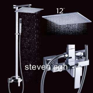 12Single Handle Square Bathroom Mixer Rain Shower Faucet Set OM 1812 