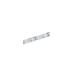  Diamond Double Row Stainless Steel Link Bracelet   8.5 inch Mens 
