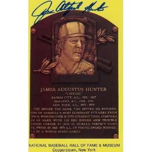 Jim Catfish Hunter Autographed Hall Of Fame Plaque   Autographed MLB 