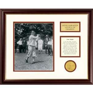  Gene Sarazen Photo/Bio/Engraved Signature/Coin Framed Golf 