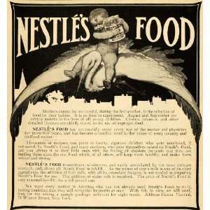  1900 Ad Henri Nestle Food Baby Stork Warren Street NY 