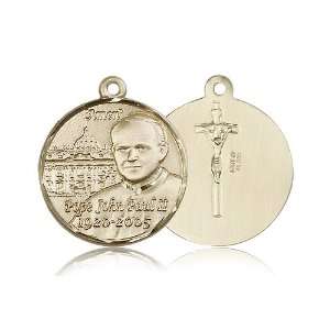com 14kt Gold Pope John Paul II Medal 1 x 7/8 Inches 1013KT No Chain 