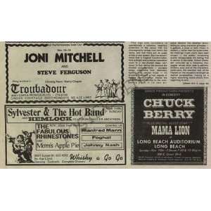 Joni Mitchell Chuck Berry Newspaper Concert Poster Ad