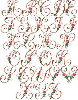 Heirloom Roses Font Machine Embroidery Designs 5x7 hoop  