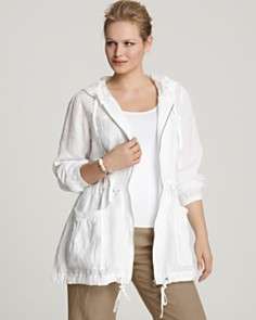 Eileen Fisher Plus Size Hooded Linen Long Jacket