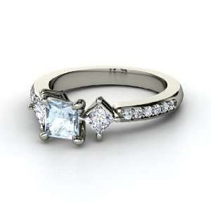  Caroline Ring, Princess Aquamarine Palladium Ring with 