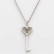 Sterling Silver Diamond Accent Heart Key Pendant