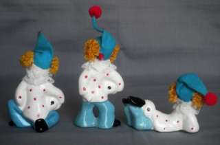 Hand Painted CLOWN w SOCCER BALL Ceramic Figurines  