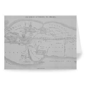 The World According to Strabo (engraving)    Greeting Card (Pack of 