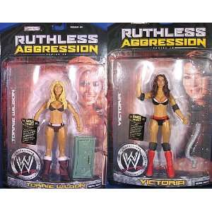 TORRIE WILSON & VICTORIA RUTHLESS AGGRESSION 28 PACKAGE DEAL WWE TOY 