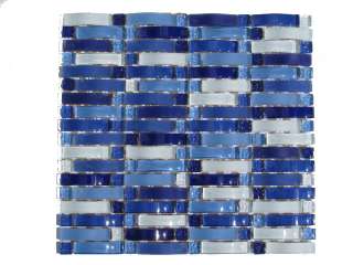Blue Curved Mosaic Glass Tile Sample / Kitchen Backsplash Bathroom 