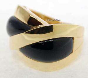 Ring Contemporary Ladies 18k Gold & Onyx 7.5  