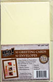 50 BLANK GREETING CARDS INVITES &ENVELOPES 5x7 A7~IVORY  
