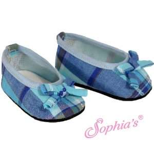  Blue Plaid Ballerina Flats for 18 Inch Dolls Toys & Games
