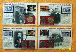   KENNEDY UNCIRCULATED HALF DOLLAR COIN & STAMP SETS GREAT CONDITION