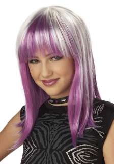 Prismatic Halloween Costume Wig (White/Pink/Purple)  