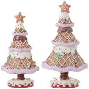   10.5 Inch Gingerbread Trees Christmas candy decoration set of 2  
